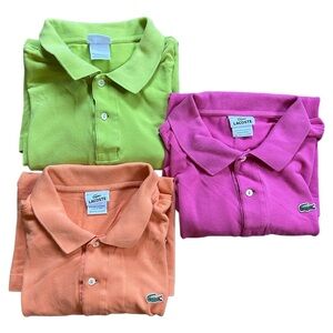 Lacoste Classic Fit Original 3 Piece Pink Green Orange Polo Set Size 8 (3XL)